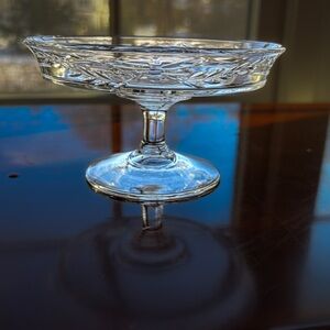Vintage Laurel Wreath Pedestal Compote Pressed Crystal Candy Dish